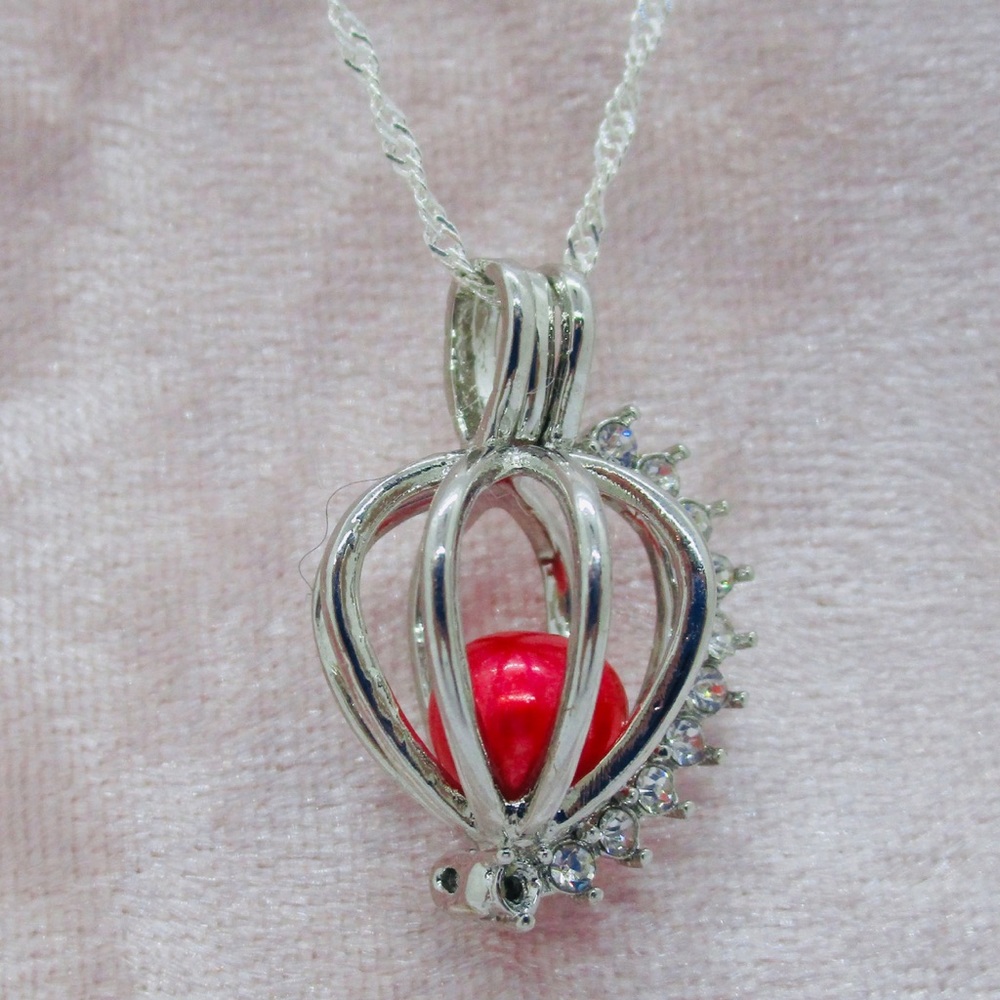 Crystal basket Pearl cage Necklace